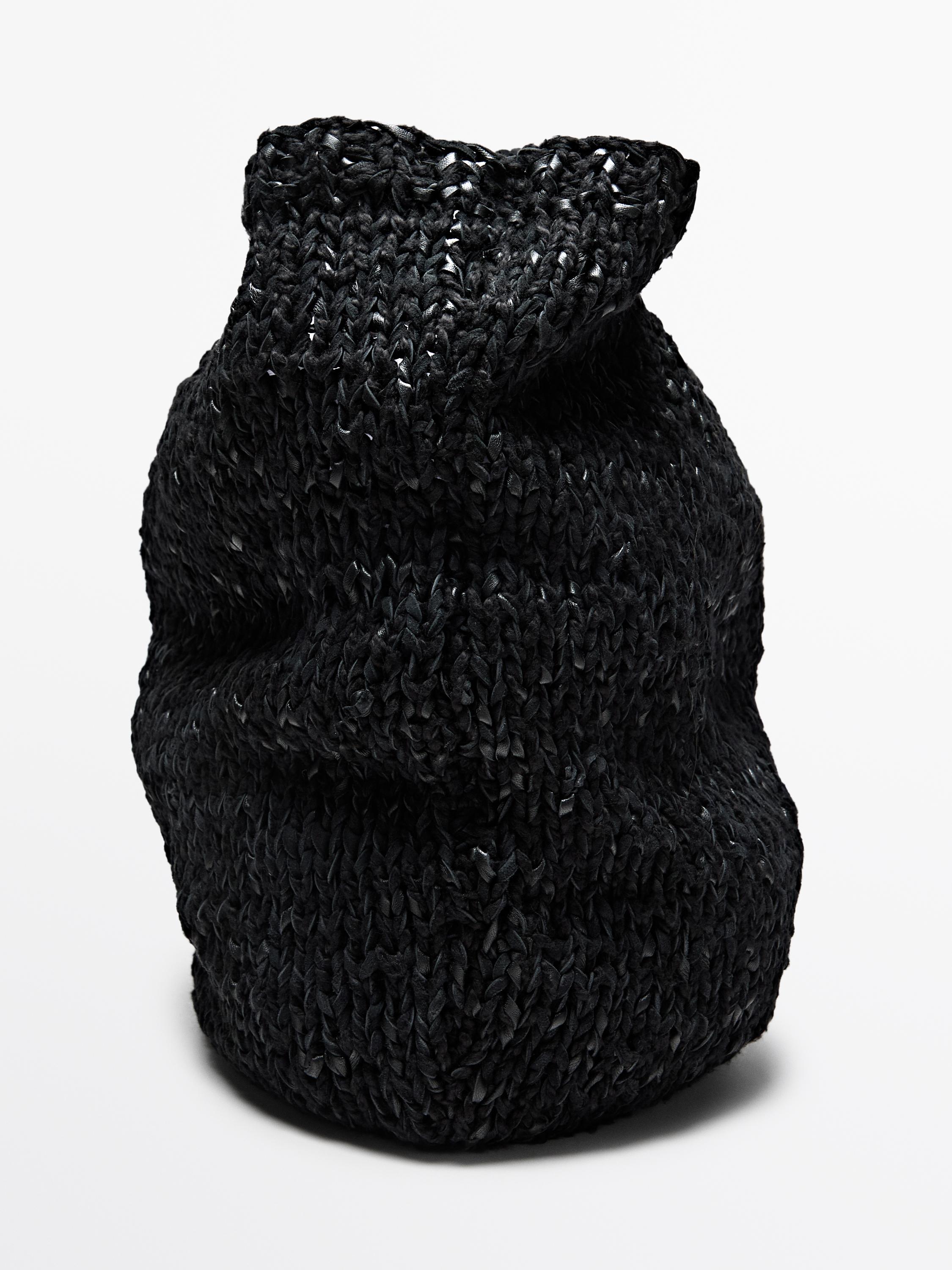 Large crochet knit leather bag - LIMITED